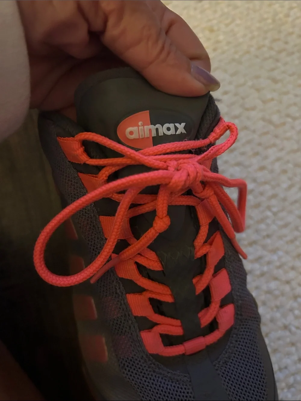 Nike Gray and Bright Orange Air Max Sneakers